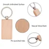 Decorative Flowers Wreaths 20 Blank Wooden Keychain Rectangular Engraving Key ID Can Be Engraved DIY Wood Keychains Ring for Craft 230729
