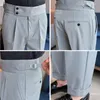 Ternos Masculinos Estilo Britânico Outono Homens Cintura Alta Terno Calça Cinto Design Slim Fit Calças Sociais Formal Negócios Escritório Qualidade Pant