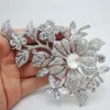 Hele vintage stijl bloem blad bruidsmeisje broche pin strass kristal bruiloft voor vrouw3169