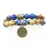 SN1281 Trendy Designer Buddha Head Armband Set Picture Jasper Dark Blue Regalite Armband Tree of Life Natural Stone Jewelry241f