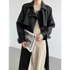 Femmes Trench Coats Long Coupe-Vent Coupe-Vent Mode Revers Manches Droites Taille Street Style Manteau