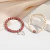 Charm Armband 2st Africa Pendant Bead Armband Set Natural Rhodochrosite Stone Par Energy Bangle For Men Women smycken