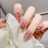 Faux ongles 24p Nail Art Fake Handmade Pearl Wear Patch Gentle Diamond Ballerina Press On Set