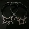 Choker E0BE Harajuku Pentagrams Bone Leathers For Women Sweet Cool Trend Collar Necklace Punk Accessories Y2k Jewelry