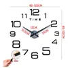 Relógios de parede DIY 3D Relógio Grande Design Moderno Relógio de Quartzo Acrílico 2023 Home Living Room Decor Digital Silencioso Espelho Adesivo