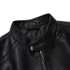 メンズジャケットDybzacq Men Faux Leather Jacket Motorcycle 5xl Black Masculinamale Pu Coats Mens 3xl 4xl