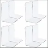 Book Ends Clear Acrylic Shelves Bookends for Home Office Library Decorative Heavy Duty Book Ends Drawer Dividers Book Stopper for Books Movies Magazines CDs