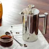 Cafetière à presse française Cafetière en acier inoxydable à double paroi Cafetière à thé isolée Pot donnant un panier de filtre T2258K