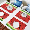 Caminho de mesa 4/6 pçs conjunto de tapetes melancia frutas desenhos animados guardanapo impresso acessórios de cozinha festa em casa jogos americanos decorativos