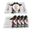 Chemin de Table 4/6 pièces ensemble tapis Pirate Husky sur une planche en bois serviette imprimée accessoires de cuisine maison fête napperons décoratifs