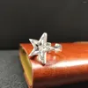 Cluster Rings East Gate S925 Silver Fashion Retro Heavy Industry Star Five Point Design Ring oregelbundet