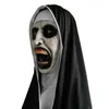 Party maskerar skräcken skrämmande nunna latex mask wheadscarf valak cosplay för halloween kostym ansikte masker med huvudstycke 230729