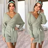 Lässige Kleider JIEZuoFang Baumwollkleid Schnürung Hohe Taille Tiefer V-Ausschnitt Weiblich Mini Womens Bodycon Party Qualität