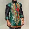 Ropa étnica para hombre verde africano Dashiki estampado botón abajo camisas de vestir delgadas ropa de manga larga hombres camisa tradicional Outfit265d