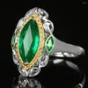 클러스터 반지 HOYON HIGH FASHING JEWLLY Jade Ring Luxury Full Diamond Colorful Treasure Open 조정 가능한 여성 S925 Silver