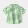 Kids Shirts Plaid Mode Jongens Shirts Stand Kraag Peuter Zomer Outfits Kinderen Tops Kinderkleding x0728