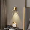 Wandlamp Messing Ring LED Dimmen Slaapkamer Foyer Verlichting Zwart Goud Metaal Minimalistisch Binnen Modern Koper Blaker