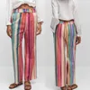 Women's Two Piece Pants Spring Summer Set For Women Stripe Printing Blouses And Straight Female Clothes Ladies Wide Leg Youth