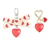 Porte-clés mignon Point perceuse pêche doux coeur porte-clés amour palmé créatif saint valentin cadeau pendentif sac décoration