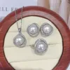 ウェディングジュエリーセットZhboruini Bird s Nest Pearl Natural Necklace Earrings Ring 14kゴールド女性クリスマスバースデーギフト230729