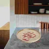 Dinnerware Sets Bamboo Sieve Weaving Storage Basket Candy Boxes Flat Bread Round Wood Dining Table Crafts