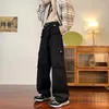 Men's Pants High Street Couple Multi Pockets Cargo Women Men Casual Loose Straight Wide Leg Pant Hip Trouser Black Brown Beige 3XL