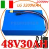 e bici Bateria 48V 30Ah 25Ah 22Ah 20Ah 18Ah 15Ah 18650 1500W 1000W 2000W Batterie agli ioni di litio per moto elettriche ricaricabili