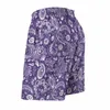 Herr shorts blommig paisley bräda dra sträng överdimensionerad kort blå boho stil män simning stammar klassiska