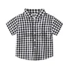 Kids Shirts Plaid Mode Jongens Shirts Stand Kraag Peuter Zomer Outfits Kinderen Tops Kinderkleding x0728