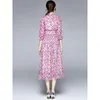 Robes décontractées 2023 été élégant fleur robe pour femmes arc lanterne manches imprimé fleuri longue mousseline de soie vacances plage