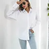 Blusas Femininas Femininas Senhoras Verão 2023 Camisa Fina Manga Longa Tops Blusa Cor Sólida Botão de Ajuste Solto Roupa Feminina Simples