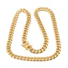 316L Stainless Steel Jewelry Gold Plated High Polished Miami Cuban Link Necklace Men Punk 16mm Curb Chain Double Safety Clasp 18inch-30inch