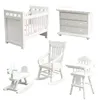 Tools Workshop 5Pcs/Set 1 12 Dollhouse Furniture White Baby Cot Dining Chairs Rocking Horse Rocking Chair Cabinet Children's Room Decor Sets 230812