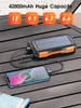 Power Power Banks Solar Power Bank 42800mAh شاحن شحوم الطاقة الشمسية USB منافذ بطارية خارجية PD18W PowerBank للهاتف الذكي iPhone X Xiaomi مع LED Light L230728