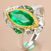 Anillos de racimo HOYON Joyería de alta moda Anillo de jade Lujo Diamante completo Colorido Tesoro Abierto Ajustable Mujer S925 Plata