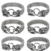 Bangle High Quality Men's 12 Styles Stainless Steel Two-Headed Animal Woven Bracelet Hip Hop Fashion Punk Jewelry Gift