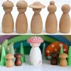 Decorative Flowers Wreaths 20pc Wood Decoration Wooden Crafts Unfinished Shapes Diy Peg Dolls for Painted Home Deco Madera Decoracion Drop 230729