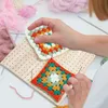 装飾的な花の花輪木製ブロッキングボードおばあちゃんの正方形かぎ針編みセット縫製アートワーク