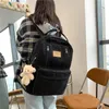 School Bag's Shoulder Backpack High Quality Waterproof Nylon Casual Solid Color Hiking 2023 Korean Style Book Bag 230729