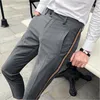 Garnitury męskie boczne spodnie designu Wysokiej jakości biuro biznesu społeczna moda moda koreańska w szczupła dopasowanie