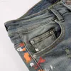 Designer masculino jeans rip jeans para homem slim preto motociclista tinta jeans splatter jeans reto Hip Hop Stretch Motorcycle Patch rock ajuste com calças de orifício 07