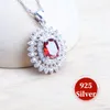 Bröllopsmycken sätter fin 925 Sterling Silver Red Zircon Earrings Pendant Necklace Rings Stones Armband Set for Women 230729