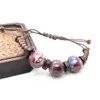 Strang Keramik Blumenglasur Vintage Armband Farbe Ethno-Stil gewebt traditionell Handperlen Unisex