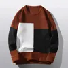Herrtröjor smala passande lapptäcke tröja 2023 casual med bottenfärg matchande kläder