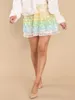 Skirts Womens Colorful Sequins Mini Elastic Waist Ruffles Tiered Hem Sparkle Summer Casual A-Line Skater Skirt