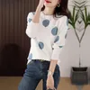 Vrouwen Truien 2023 Fashion Casual Knitwear Polka Dot Lange Mouwen Hoge Kwaliteit Ronde Hals Gebreid T-shirt Elastische Streetwear