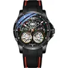 Relógios de pulso AILANG Moda Duplo Tourbillon Design Relógio Mecânico Homens Pulseira de Silicone Calendário Relógios Steampunk Automáticos