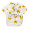Kids Shirts 2023 Summer 210 Years Children'S Clothing Cotton Chinese Mandarin Collar Cat Print ShortSleeve Shirt For Baby Child Kids Boy x0728