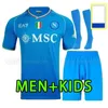 Chaussettes de kit complète 23 24 Napoli Soccer Jerseys Lozano Osimhen Zielinski Maglia Rrahmani Maradona 2023 2024 Gardien de but Set Shorts Choques
