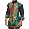Ropa étnica para hombre verde africano Dashiki estampado botón abajo camisas de vestir delgadas ropa de manga larga hombres camisa tradicional Outfit265d